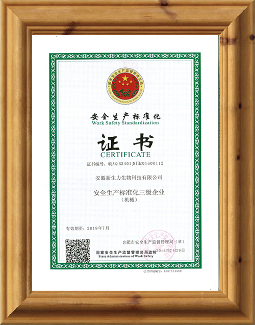 Safety Production Standards Certificate